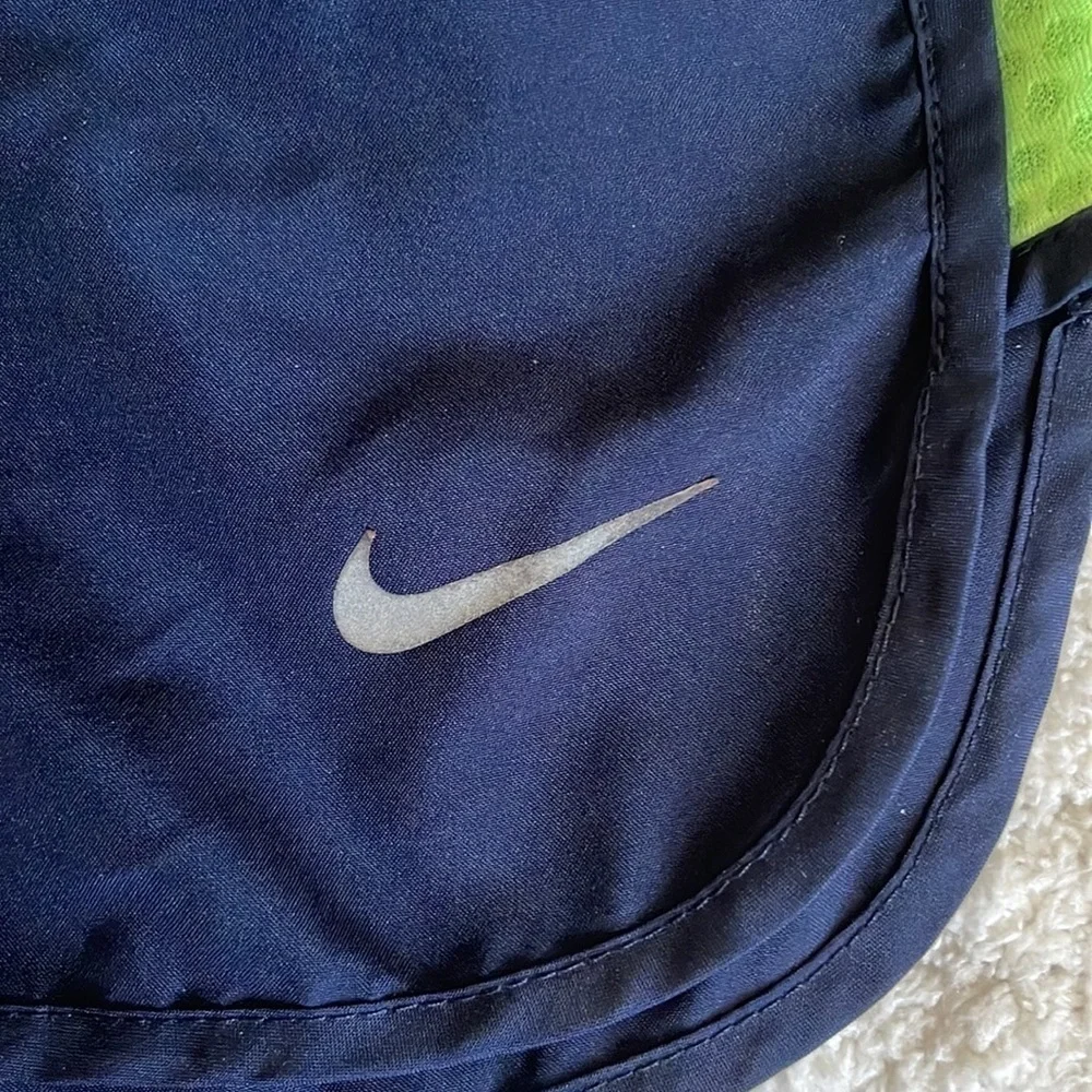 Nike Dri Fit Running Athletic Women medium Navy Green Inner Liner Pull On Short - Picture 4 of 11